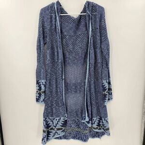 Great northwest indigo cardigan tribal print mosaic blue medium